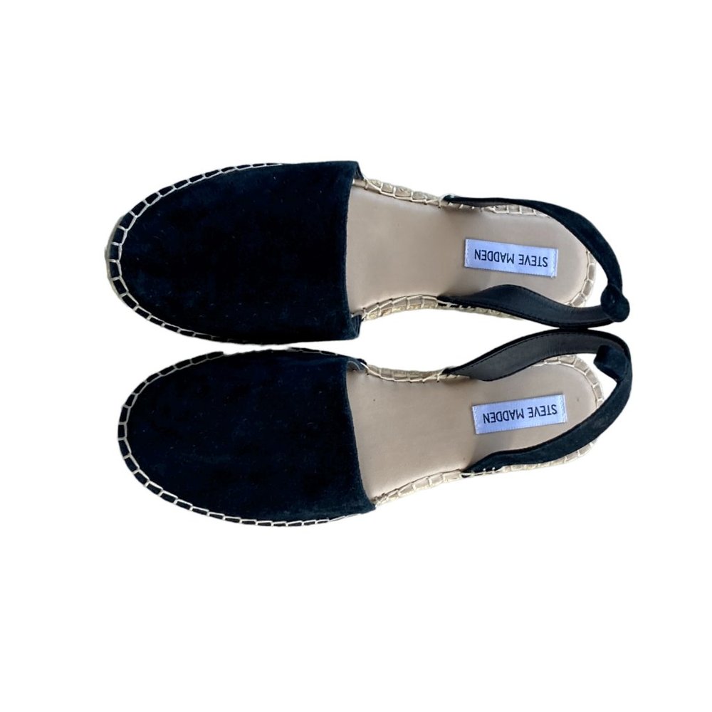 Steve Madden women's Lesko Espadrille flat size 10 black suede - Picture 2 of 6